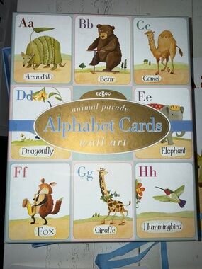 eeBoo Animal Parade Alphabet Cards Wall Art - Pastel Animal ABC Set New